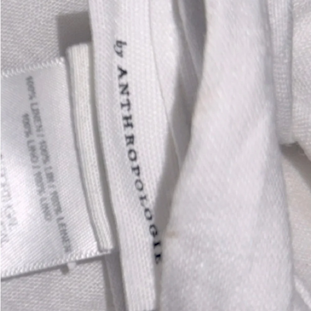 Anthropologie stitched organic linen duvet cover twin Dorm white grey embroidery